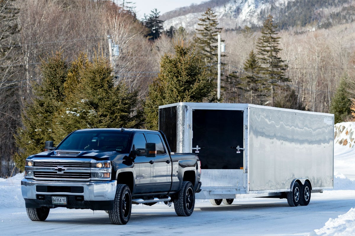Black Truck Hauling High Country All Sport Snow Trailer
