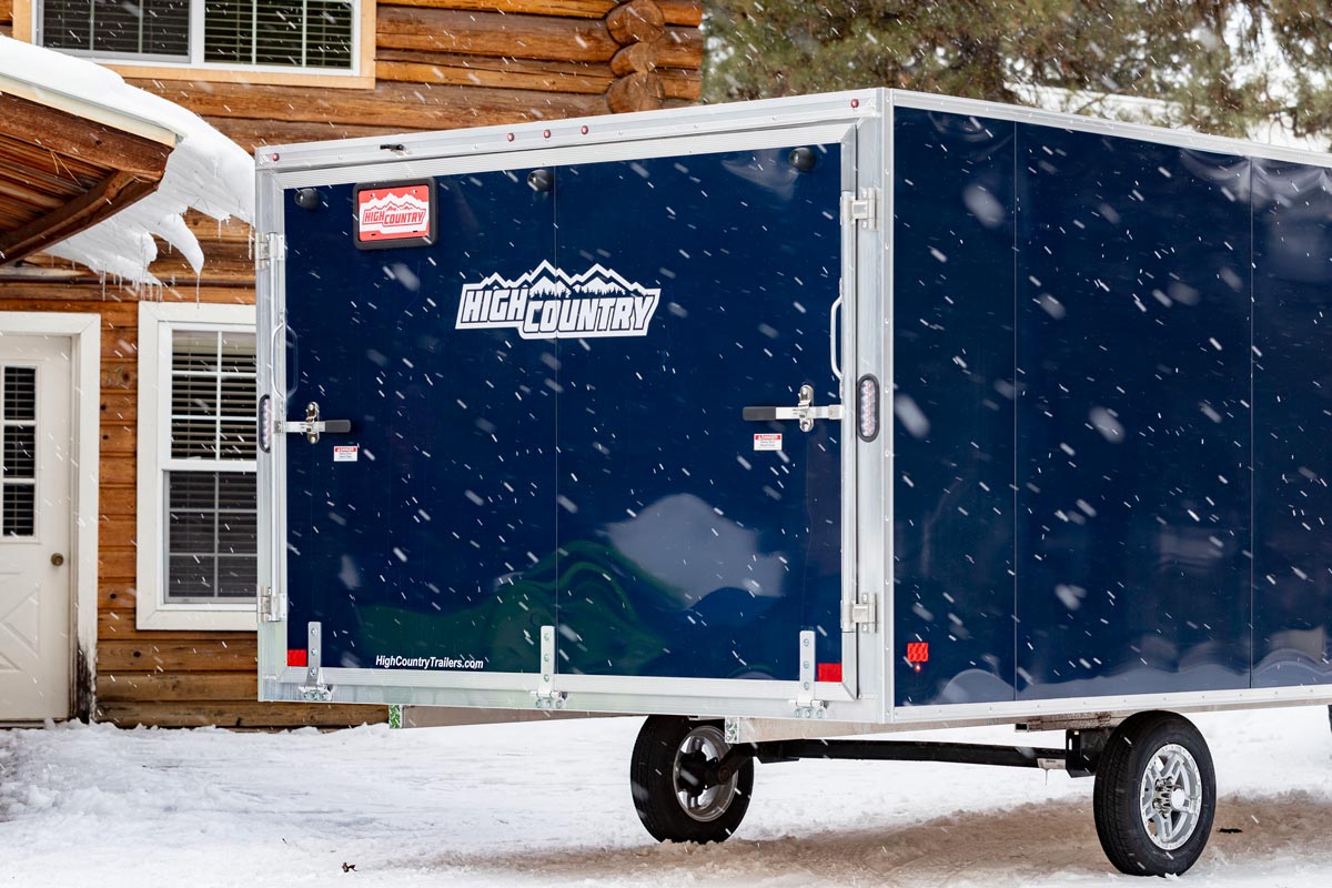 High Country Enclosed Crossover 2.0 Snow Trailer From Rear